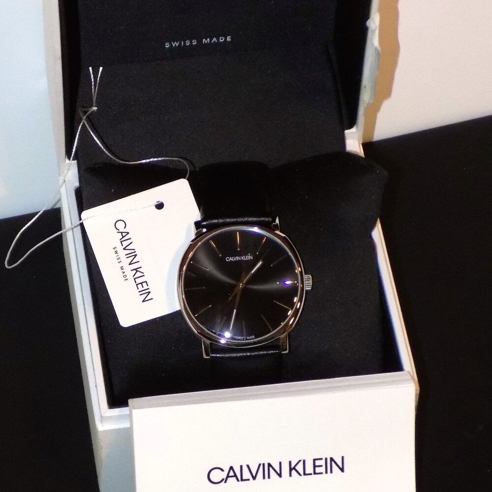 $209 Tag Calvin Klein Swiss Made Posh Quartz Watch CK-K8Q311C1, Black Dial, Band